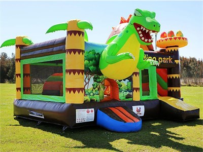 Dino World Inflatable Combo Party Dinosaur Bounce House With Slide